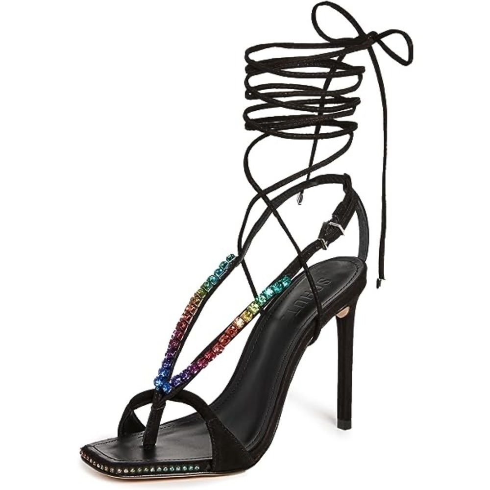NWT Schutz Vikki Rainbow Crystal-Embellished Sandals